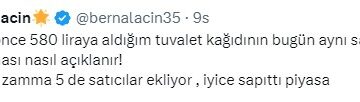 Berna Laçin, tuvalet kağıdına yapılan zamma tepki gösterdi: Piyasa sapıttı