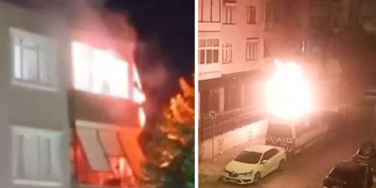 Büyükçekmece'de minibüs ile evde çıkan yangında 'havai fişek' iddiası