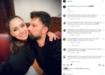 Tarkan, eşini öptüğü fotoğrafı paylaşarak Dünya Öpücük Günü'nü kutladı