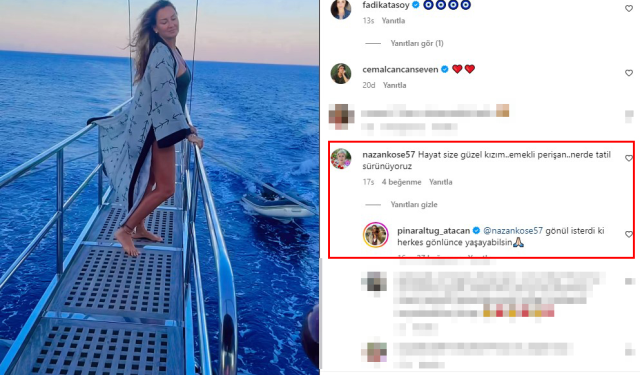 Tatil pozunu paylaşan Pınar Altuğ'dan 'Emekli perişan' yorumuna cevap gecikmedi