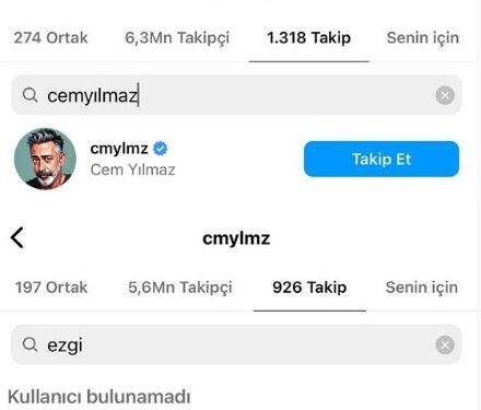 Cem Yılmaz, Ezgi Mola'yı Instagram'da takipten çıkardı