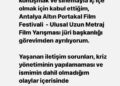Demet Akbağ, Antalya Altın Portakal Film Festivali'ndeki jüri başkanlığını bıraktı