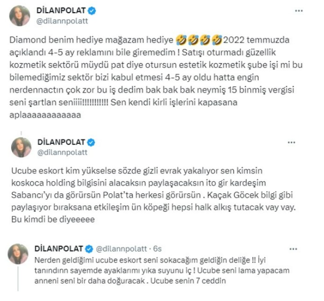 Dilan Polat, vergi kaçırdıklarını iddia eden gazeteciye küfür ve hakaretler savurdu