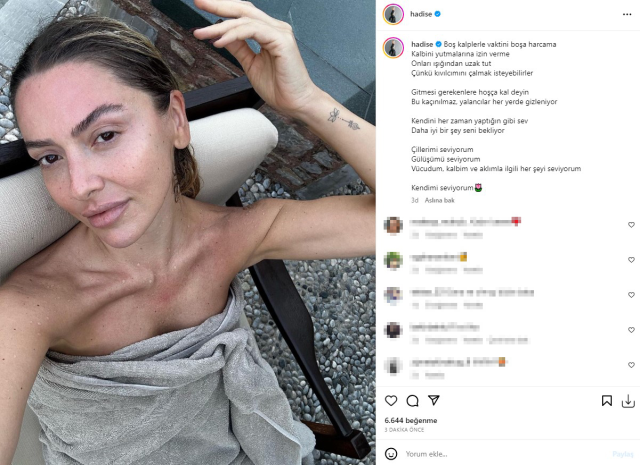 Eski eşiyle barıştığı söylentisiyle konuşulan Hadise'den manidar paylaşım: Boş kalplerle vaktini harcama