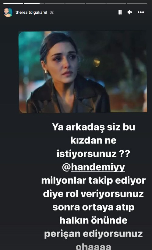 Tolga Karel'den oyunculuk performansıyla linç edilen Hande Erçel'e destek