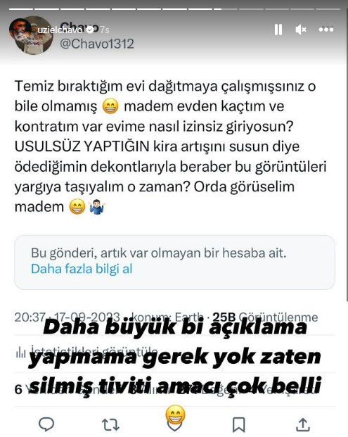 Uzi, kirayı ödemeyerek kaçtığını iddia eden ev sahibine gözdağı verdi: Bu görüntüleri yargıya taşıyalım