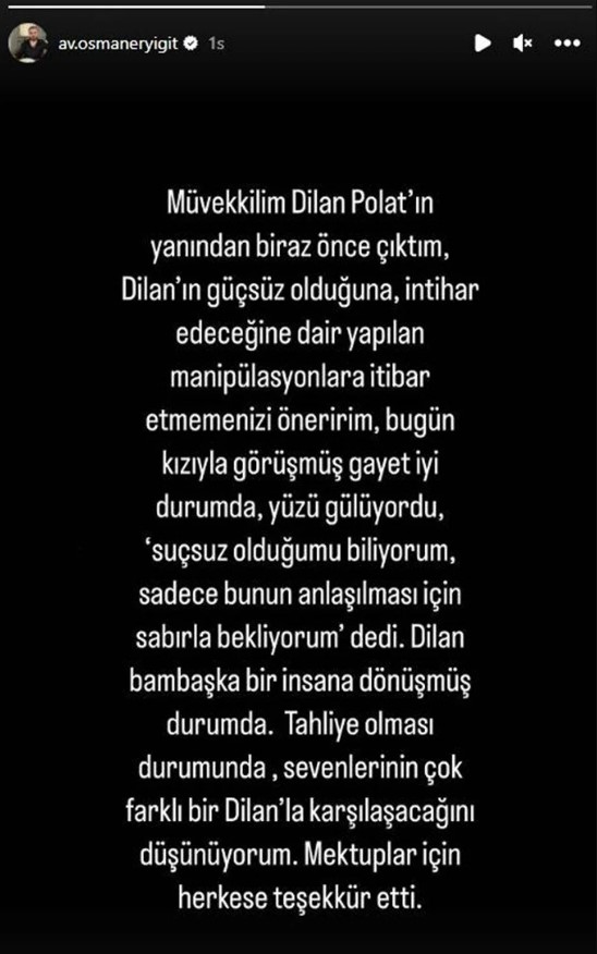 Cezaevinde intihar etmek istediğini söyleyen Dilan Polat'la ilgili avukatından açıklama: Manipülasyonlara itibar etmeyin