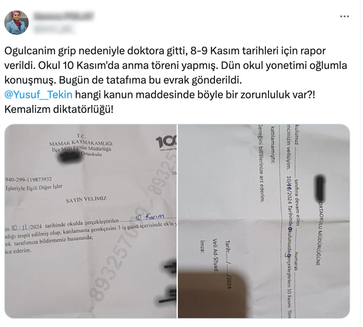 "Ankara'da 10 Kasım Törenini Kaçıran Öğrenciye Uyarı"