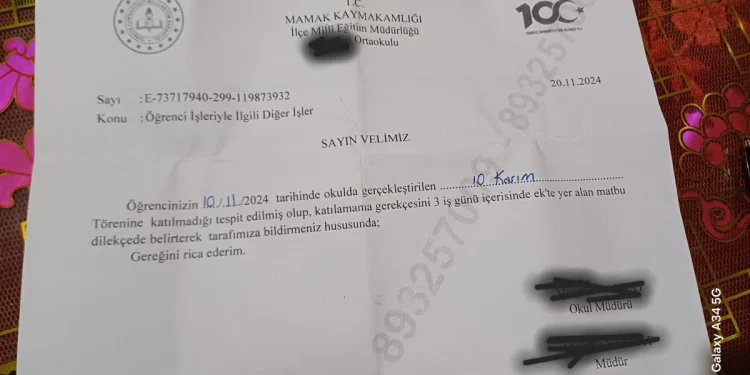 "Ankara'da 10 Kasım Törenini Kaçıran Öğrenciye Uyarı"