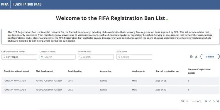 Konyaspor’a 3 dönemlik transfer yasağı getirildi