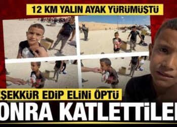 12 kilometreyi yalın ayak yürüyen küçük Amir şehit oldu! Gazze’de ‘Açlık oyunları’