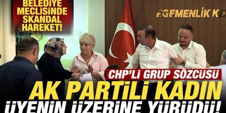 Belediye meclisinde skandal olay! CHP’li sözcü, AK Partili kadın üyenin üzerine yürüdü!