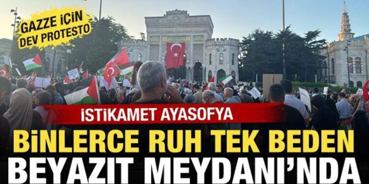 Beyazıt’tan Ayasofya Camii’ne ‘Gazze’ye umut ışığı ol’ yürüyüşü