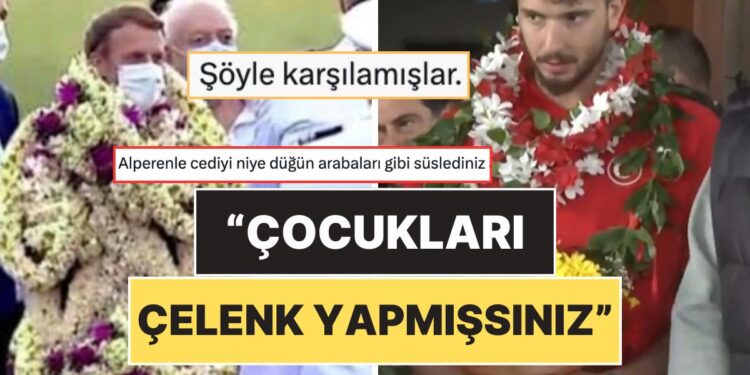 12 Dev Adam’ın Karşılamadaki Çelenkten Hallice Halleri Sosyal Medyada Goygoycuların Diline Düştü