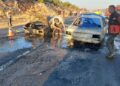 Çarpışan otomobiller alev aldı: 3 ölü 5 yaralı