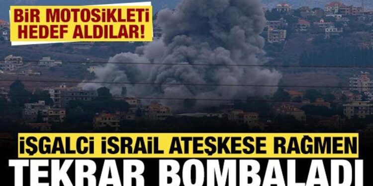 İşgalci İsrail ateşkese rağmen tekrar bombaladı: Bir motosikleti hedef aldılar!