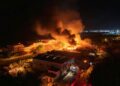 Samsun’da fabrika yangını havadan görüntülendi