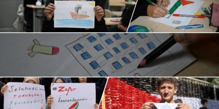 Bütün okullardan Filistin’e bin selam! Öğrencilerden duygulandıran 7 Ekim etkinlikleri