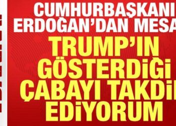 Cumhurbaşkanı Erdoğan’dan mesaj: Trump’ın gösterdiği çabayı ve liderliği takdir ediyorum