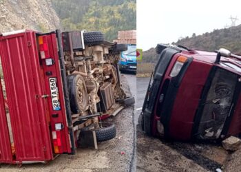Kamyonet su kanalına devrildi: 5 yaralı