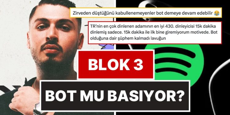 Blok3 Bot mu Basıyor? Spotify Türkiye’de En Çok Dinlenen Sanatçı Olan Blok3 Tartışma Yarattı!