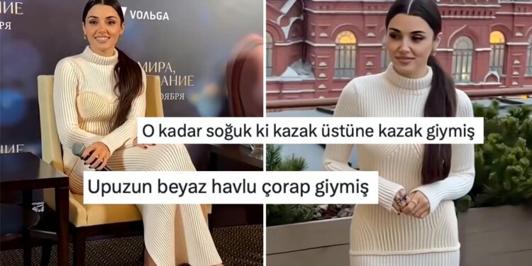 Hande Erçel’in İki Dünya Bir Dilek Filminin Moskova’daki Galasında Giydiği Elbise Tartışma Yarattı!
