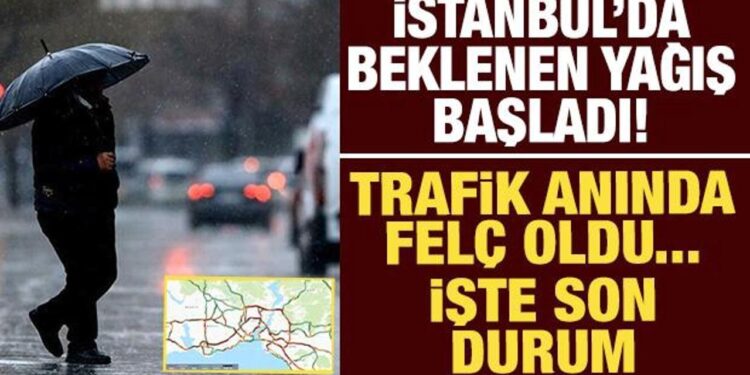 İstanbul’da beklenen yağış başladı, trafik bir anda felç oldu: İşte son durum!