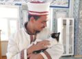 Kedileri leğende yıkayan imam hayvan sevgisiyle örnek oluyor