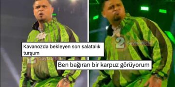 LVBEL C5 Yeşil Eşofman Takımlı Konser Tarzıyla Karpuza Benzetildi!