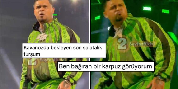 LVBEL C5 Yeşil Eşofman Takımlı Konser Tarzıyla Karpuza Benzetildi!