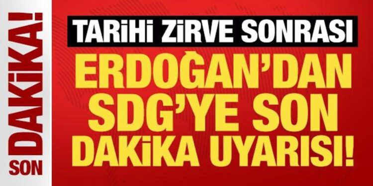 Tarihi zirve sonrası Erdoğan’dan SDG’ye son dakika uyarısı!