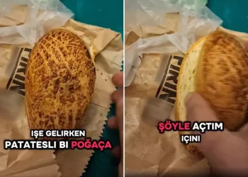 Poğaçanın içini gören vatandaş şaşkınlıkla isyan etti