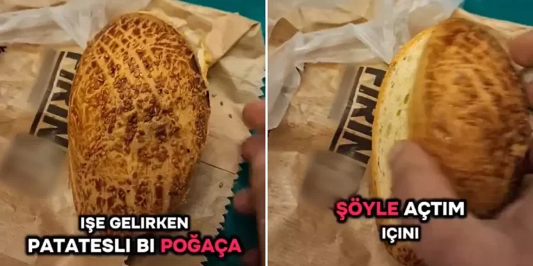 Poğaçanın içini gören vatandaş şaşkınlıkla isyan etti