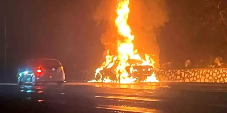 Lüks otomobil alev topuna döndü