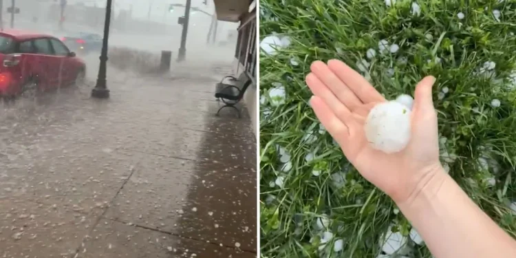 ABD’de yağan dev dolu araçları kullanılamaz hale getirdi