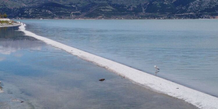Eğirdir Gölü’nde ortaya çıkan doğal patika şaşırttı