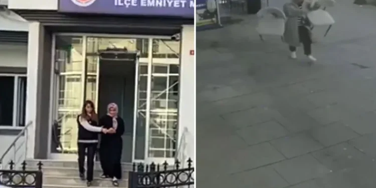 Mağaza önünden iki sandalye çalan kadın yakalandı