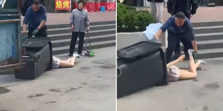 Temizlik görevlilerinin şaşkın anları kameraya yansıdı